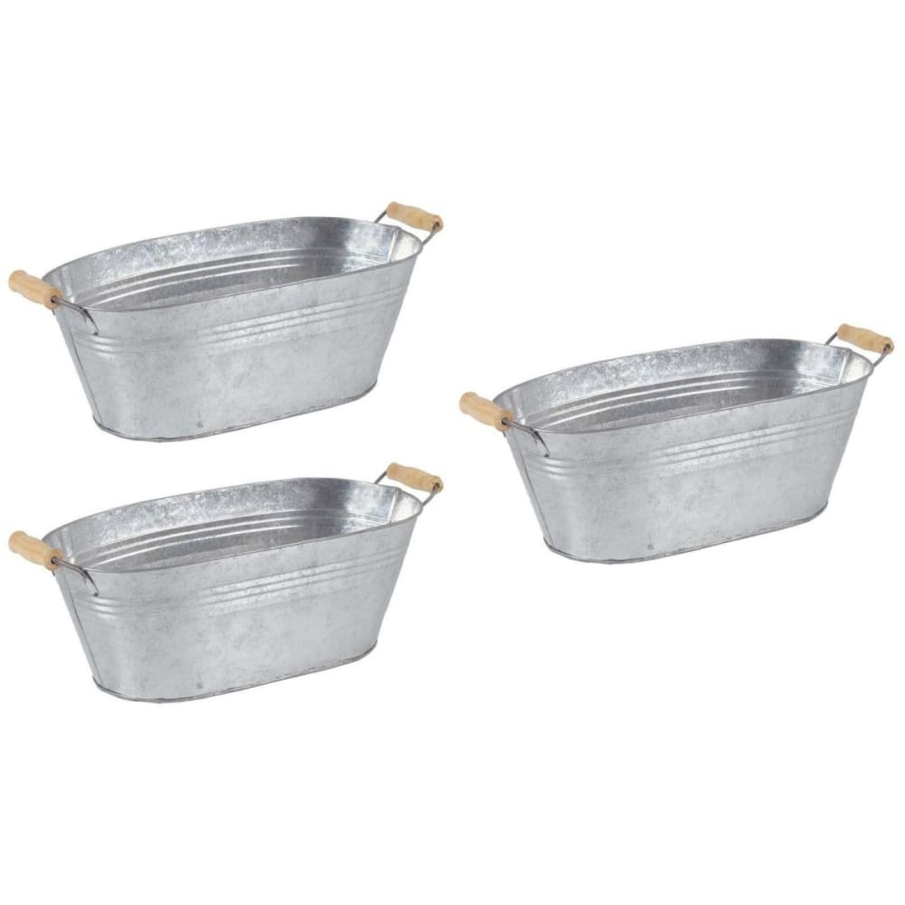 Jardinière ovale zinc et bois (lot de 3)