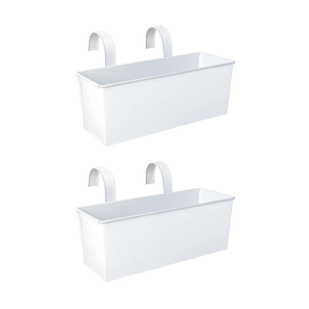 Jardinière balcon en zinc blanc à suspendre (lot de 2)