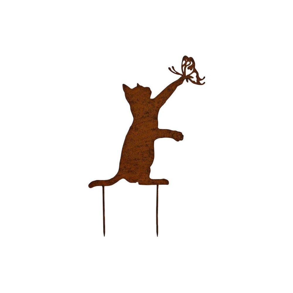 Silhouette en fer chat et papillon 30 x 45 cm