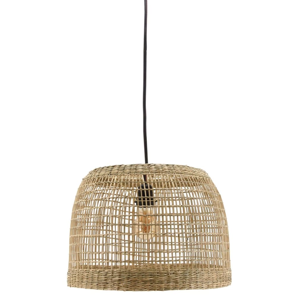 Abat-jour pour suspension rond en jonc naturel ajouré diamètre 38cm