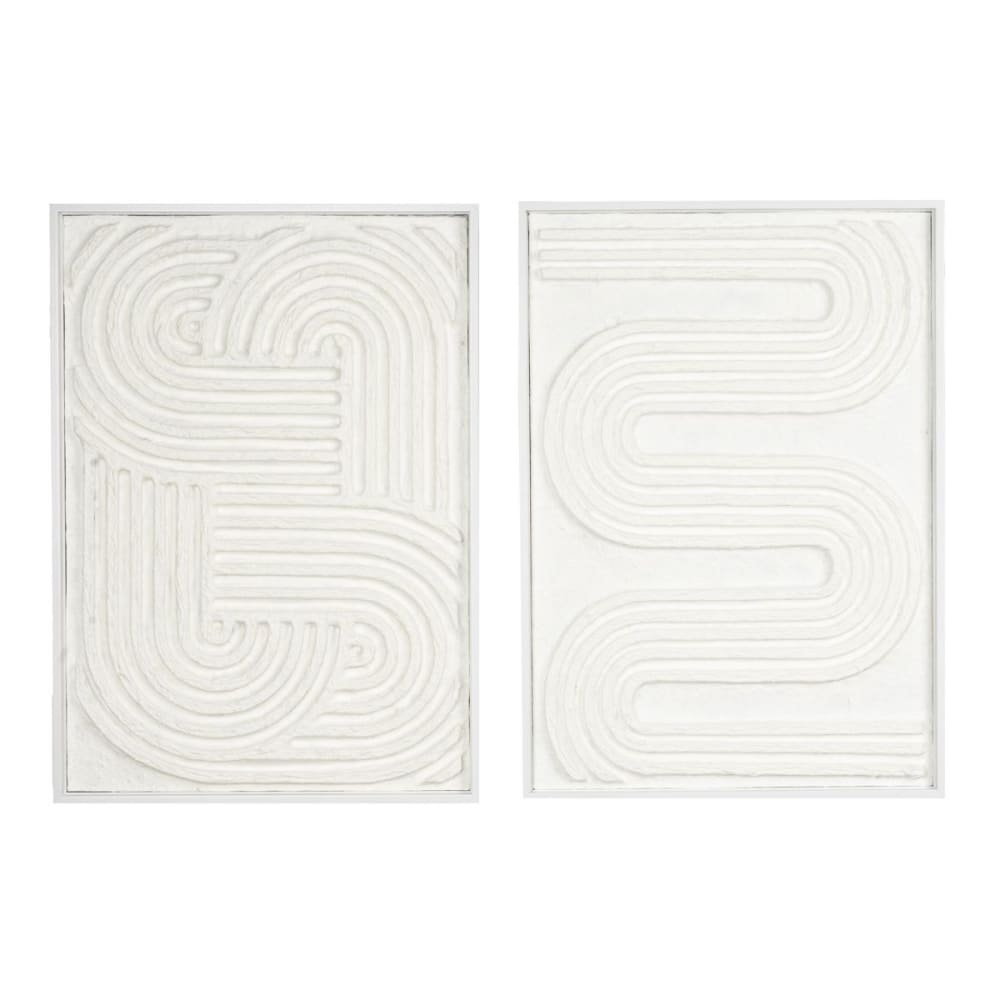 Cadres en bois blanc motifs abstraits papier maché (lot de 2)