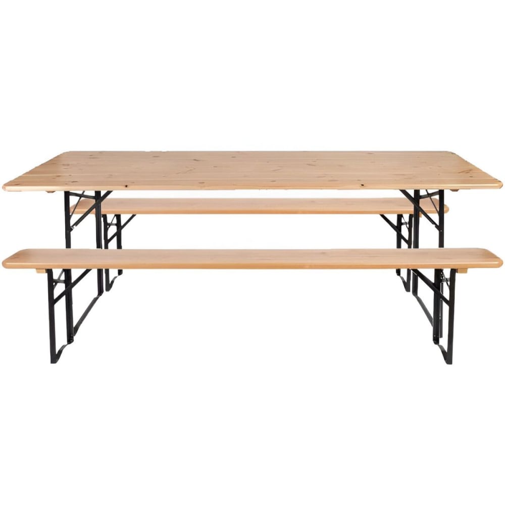 Ensemble table et 2 bancs de jardin brasserie