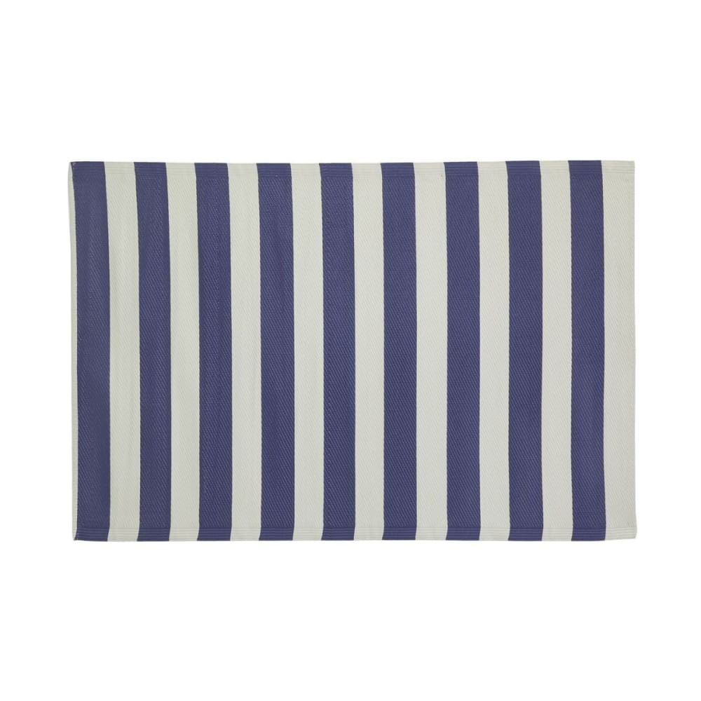 Tapis d'extérieur en polypropylène 120 x 180 cm rayures - bleu