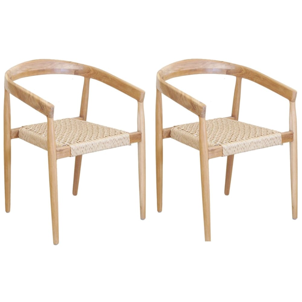 Fauteuil en teck et cannage synthétique baia (lot de 2) arrondi