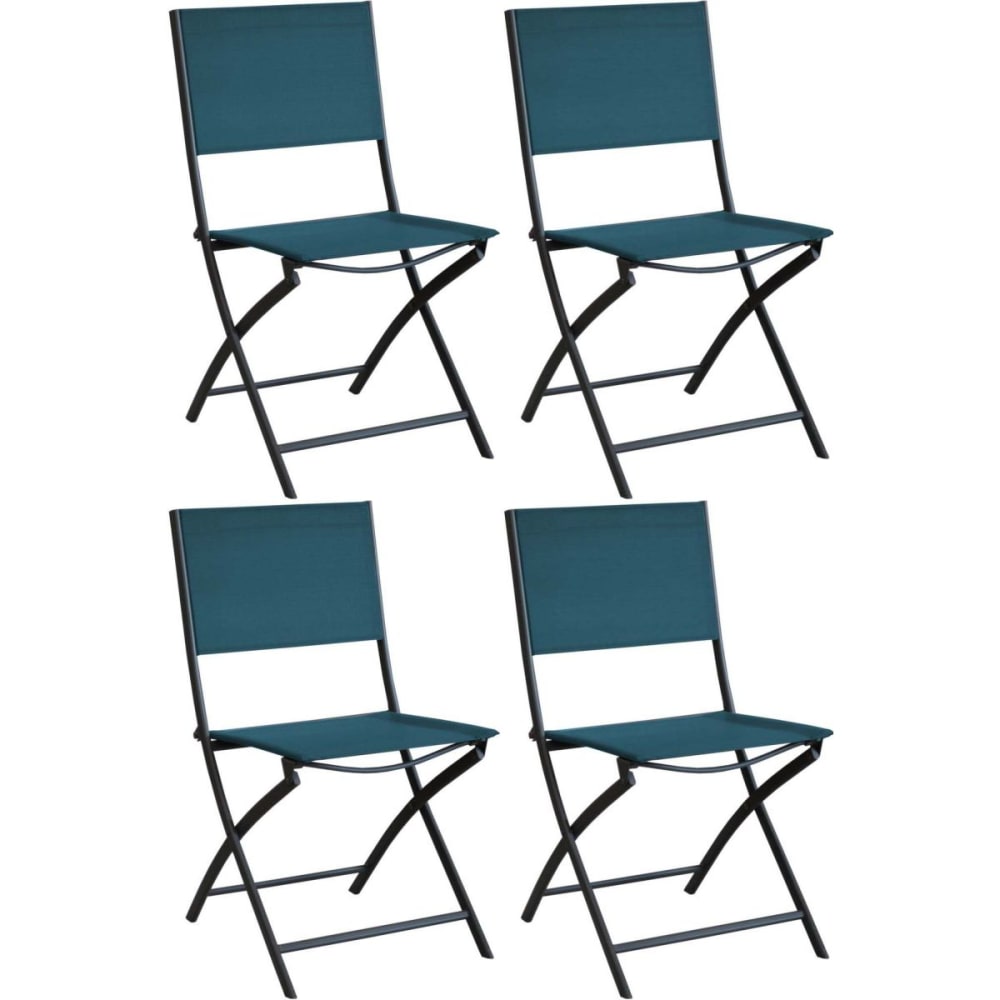 Chaise pliante en acier et toile dream (lot de 4) graphite, bleu