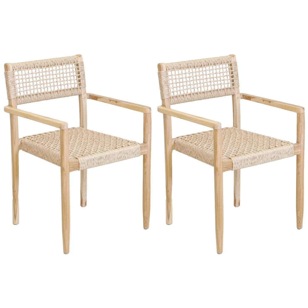 Fauteuil en teck et cannage synthétique baia (lot de 2) droit