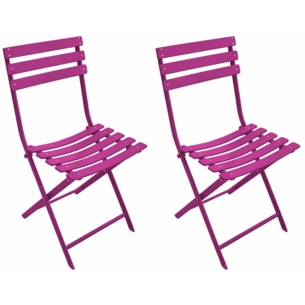 Chaise pliante en acier nonza (lot de 2) framboise