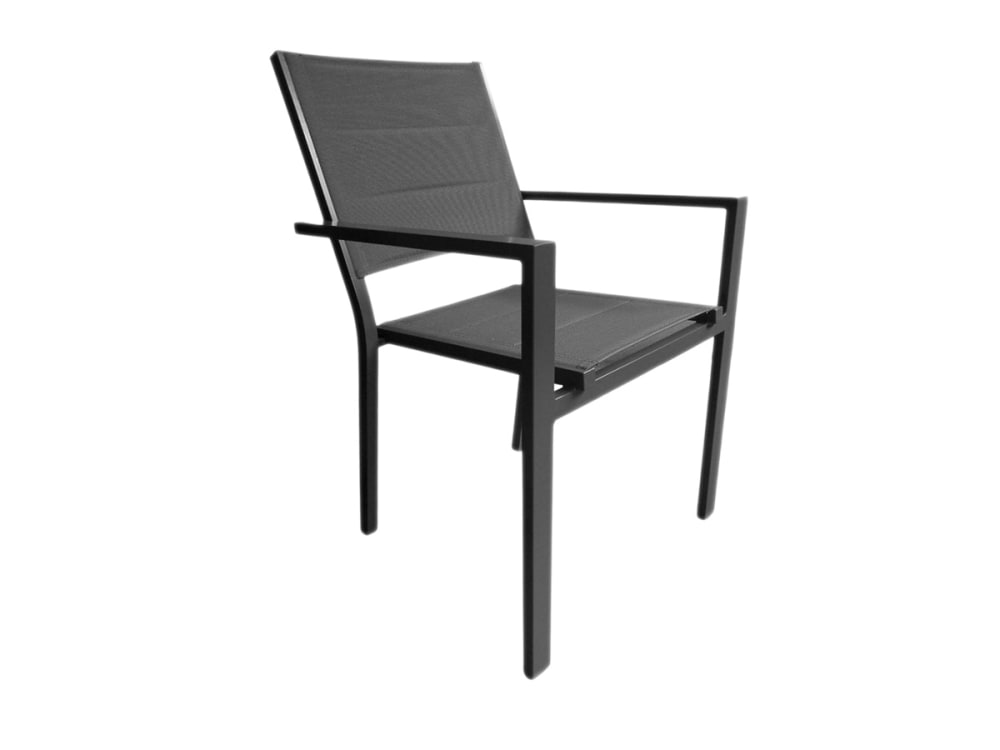 Fauteuil empilable en textilène aluminium gris clair 55x62x85 cm
