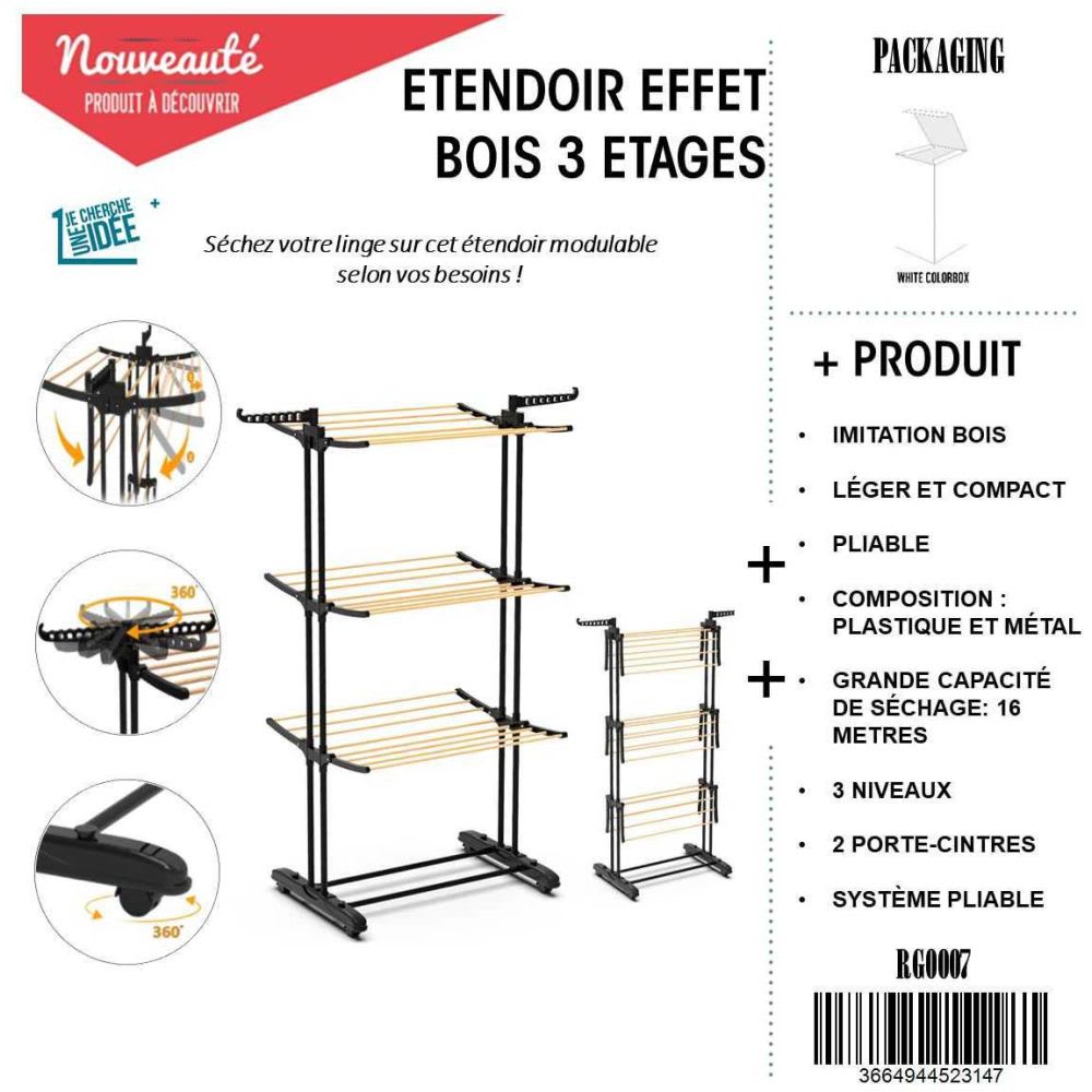 Etendoir 3 étages effet bois - Maisons du Monde