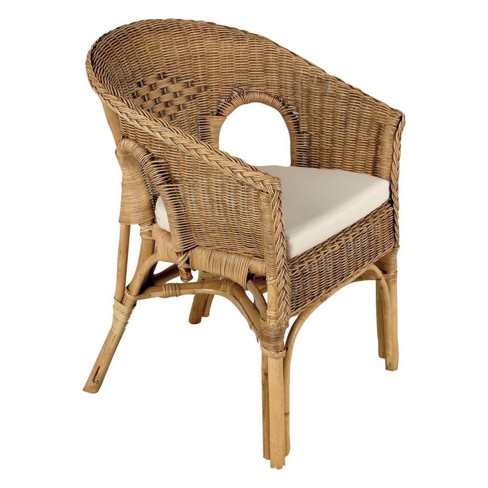 Fauteuil avec coussin en moelle de rotin galep avec coussin