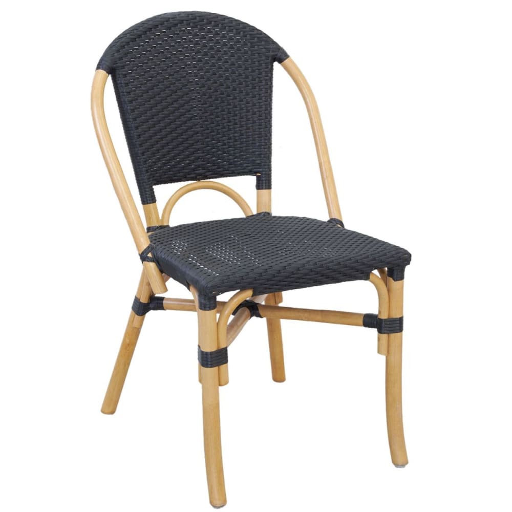 Chaise d'extérieur en rotin et résine noir
