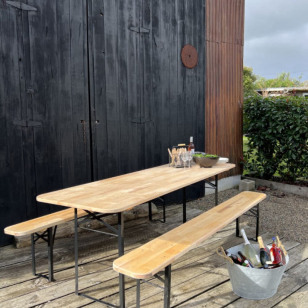 Table de brasserie en Bois et banc 220 cm