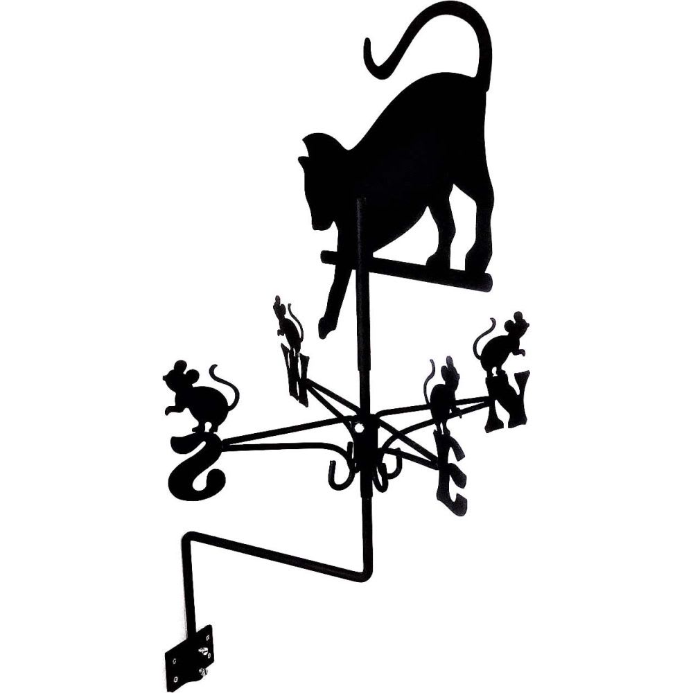 Girouette en acier noir chat qui chassent des souris - Maisons du Monde