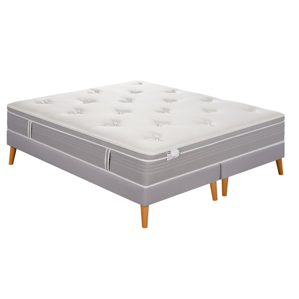 Ensemble 160x200 Matelas ressorts ensachés ferme H27 + 2 sommiers
