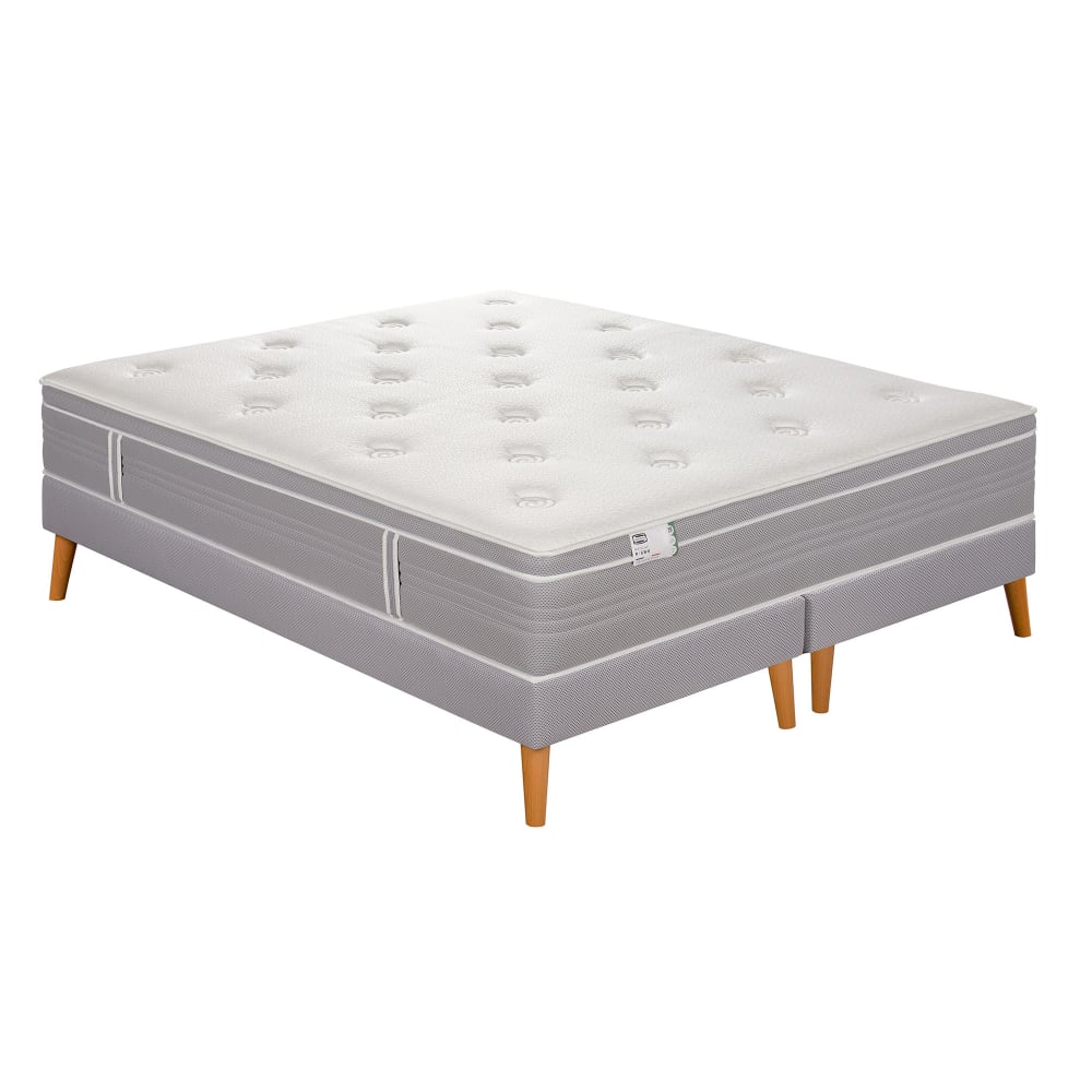 Ensemble 160x200 Matelas ressorts ensachés ferme H30 + 2 sommiers
