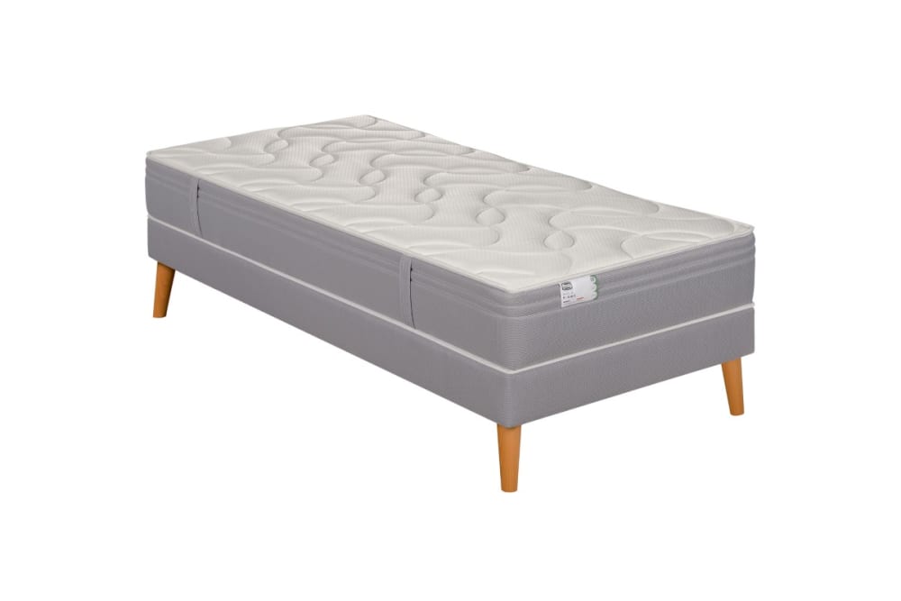 Ensemble 90x200 Matelas ressorts ensachés ferme H26 + sommier
