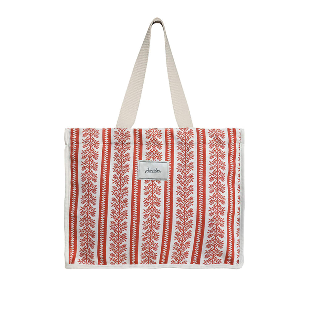 Sac cabas en coton orange et blanc 41x32,5x15