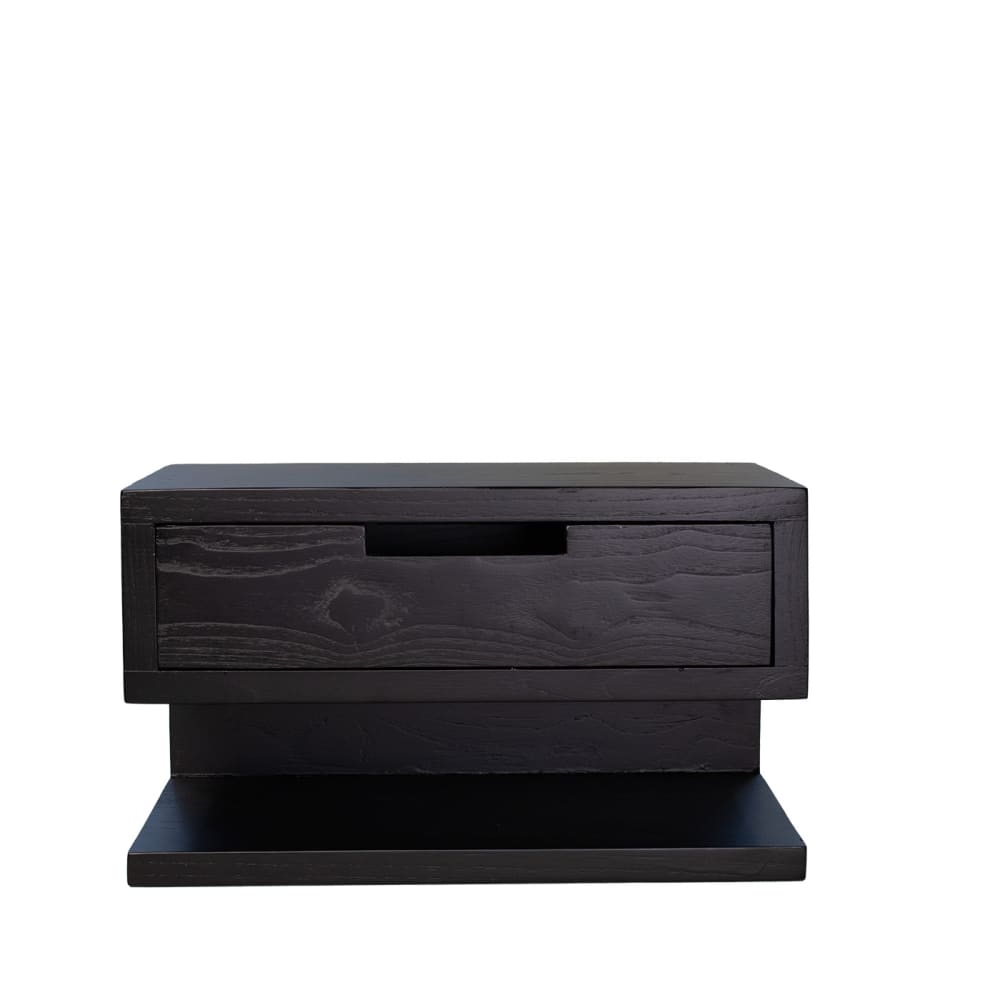 Giga Meubel Nachttisch mit Schublade aus Holz 35x85x20cm, schwarz - Holz