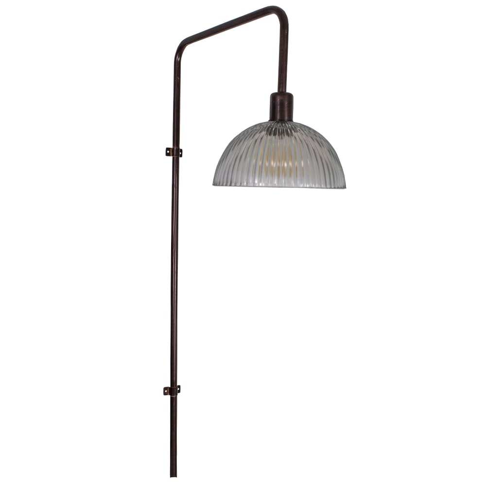 Applique murale en métal et abat-jour en verre strié 50.5x24x100cm