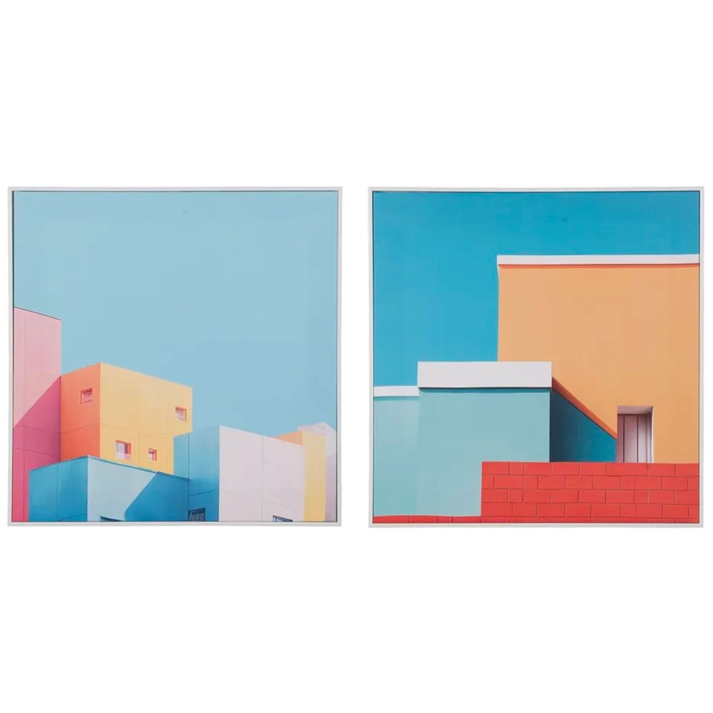 Set de 2 tableaux bâtiments 50x2x50cm