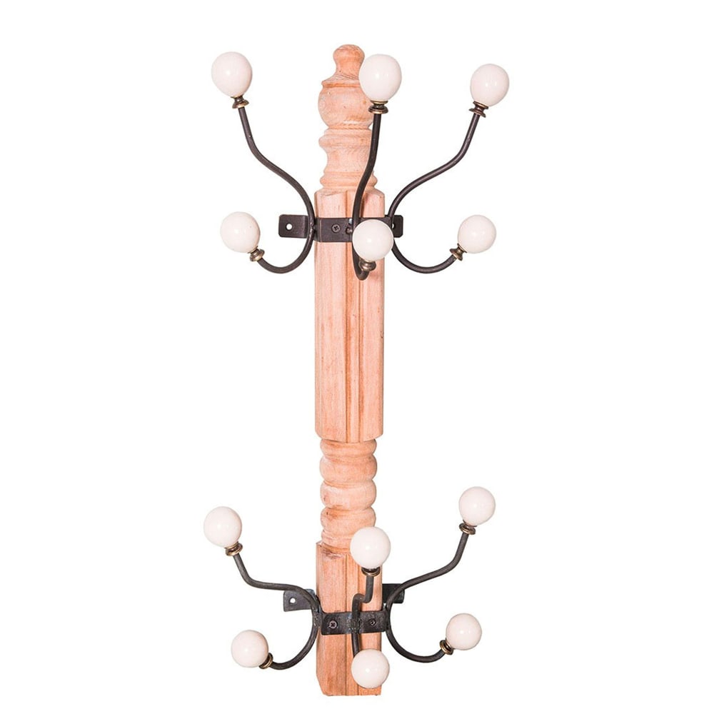 Portemanteau mural bois et métal 25x11x56cm