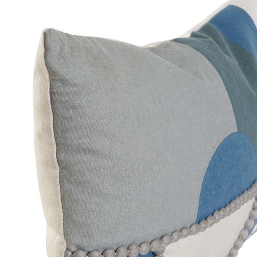 Coussin coton gris et bleu 50x10x30cm — vue 3