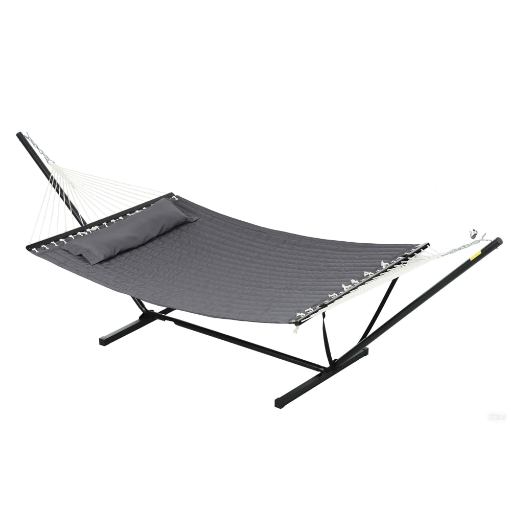 Hamac sur pied 1 place tétière toile matelassé acier gris foncé