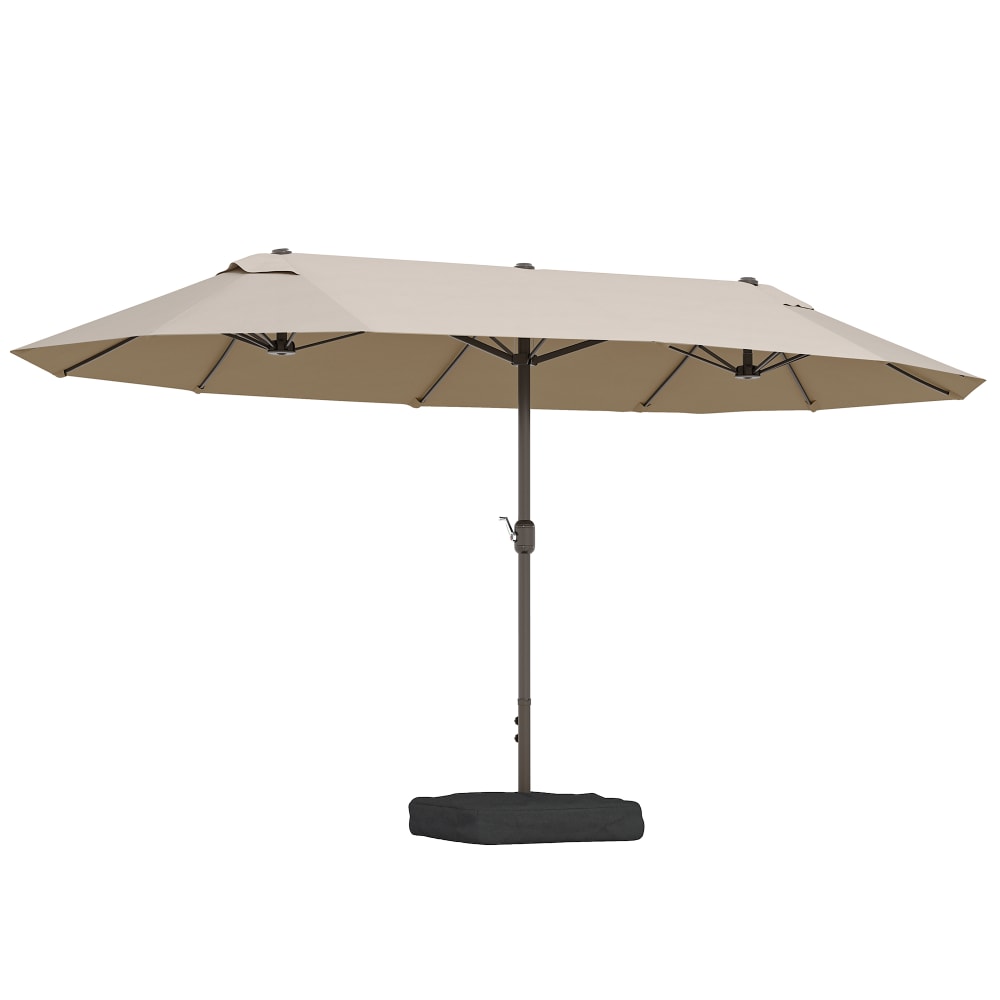 Parasol de jardin double rectangulaire avec manivelle kaki