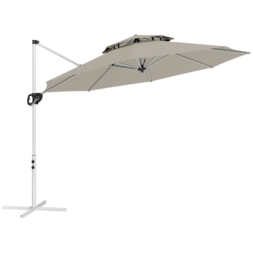 Parasol déporté octogonal inclinable rotatif dia. 3 x 2,5 m gris clair