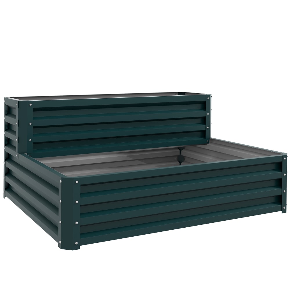 Jardinière carré potager 2 étages tôle d'acier ondulée gris foncé