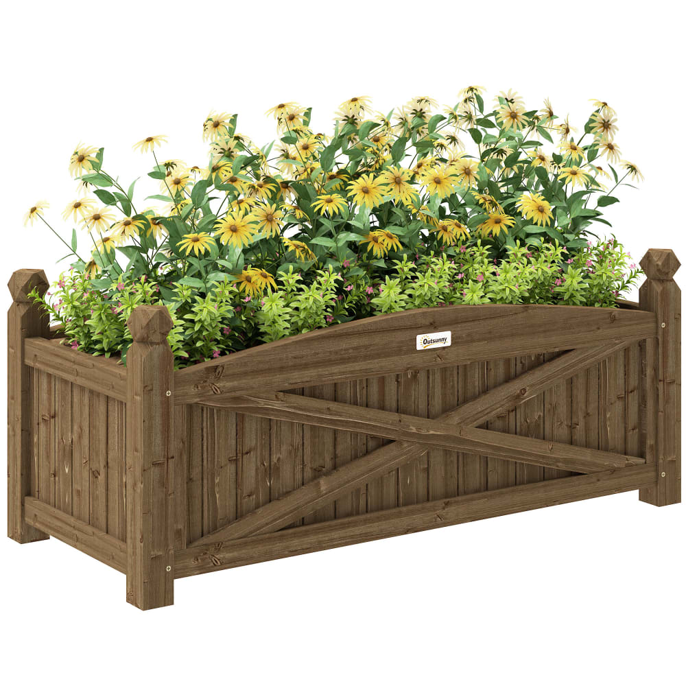 Jardinière en bois carré potager extérieur bois marron foncé