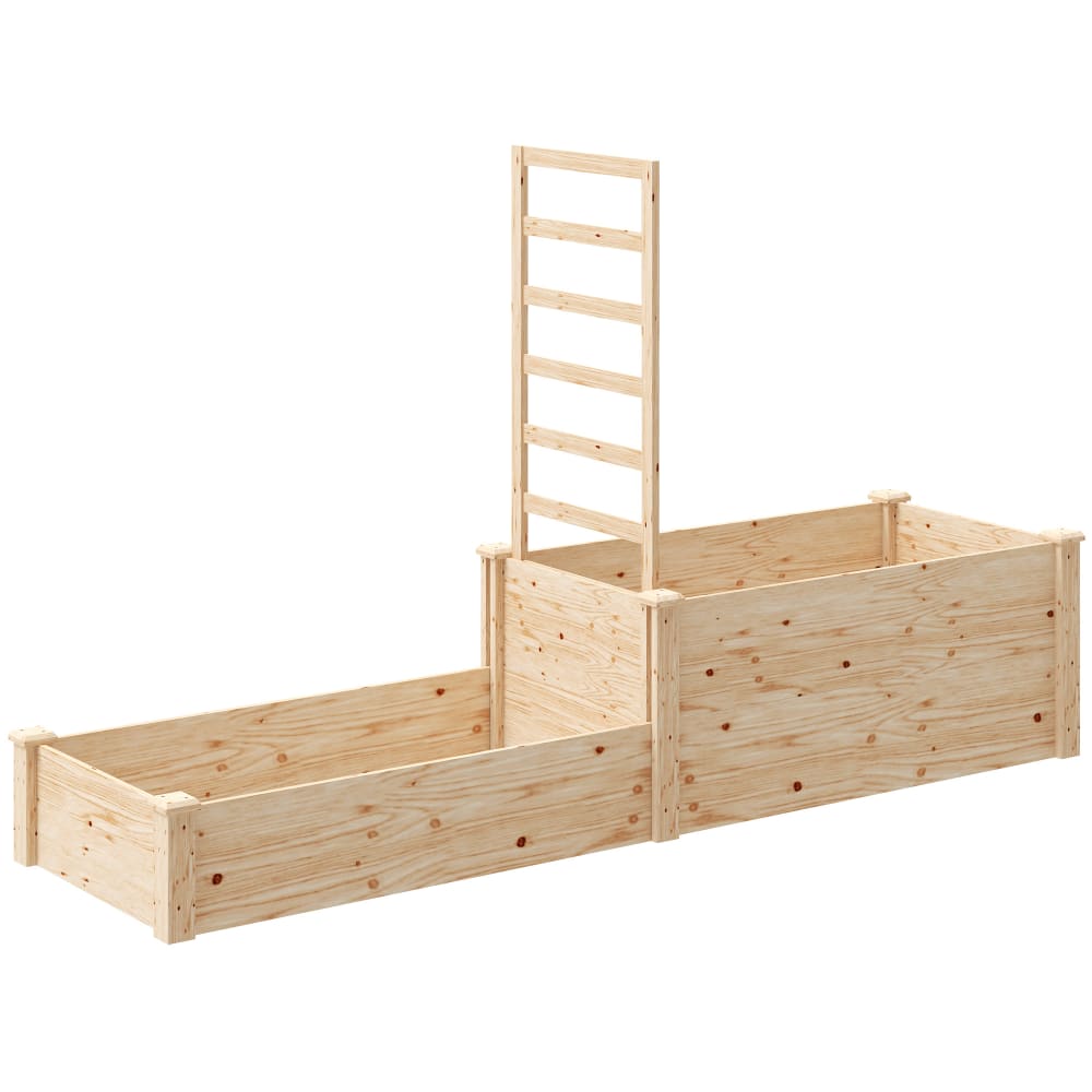 Jardinière extérieure 2 bacs avec treillis en bois effet bois naturel