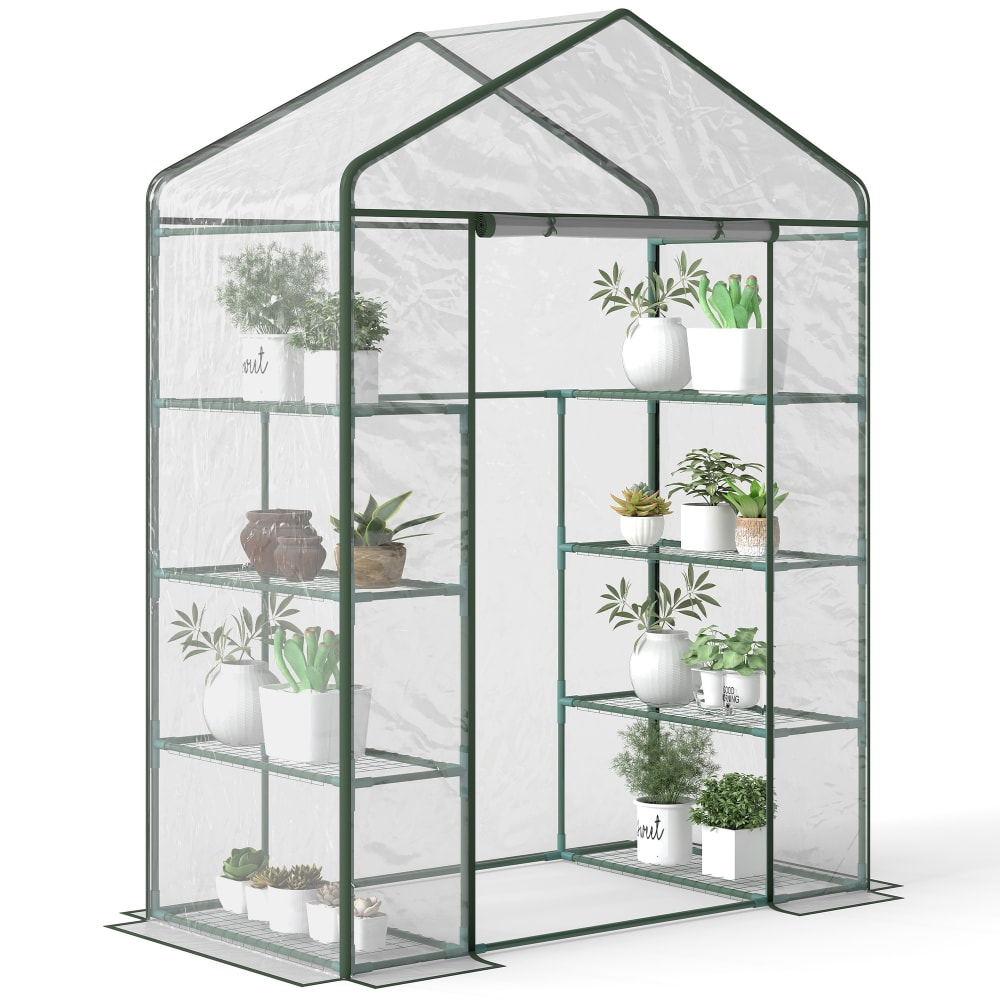 Serre de jardin étagères 4 niveaux acier transparent