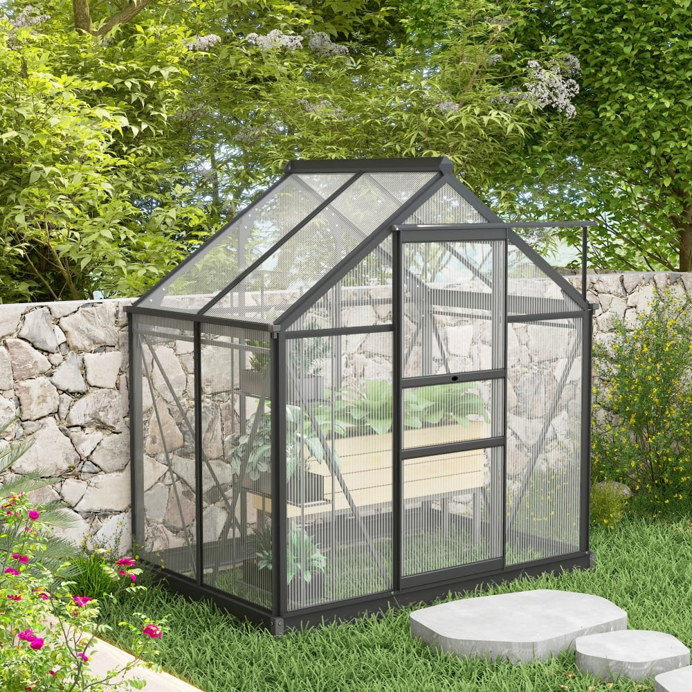 Serre de jardin résistant aux uv aluminium gris