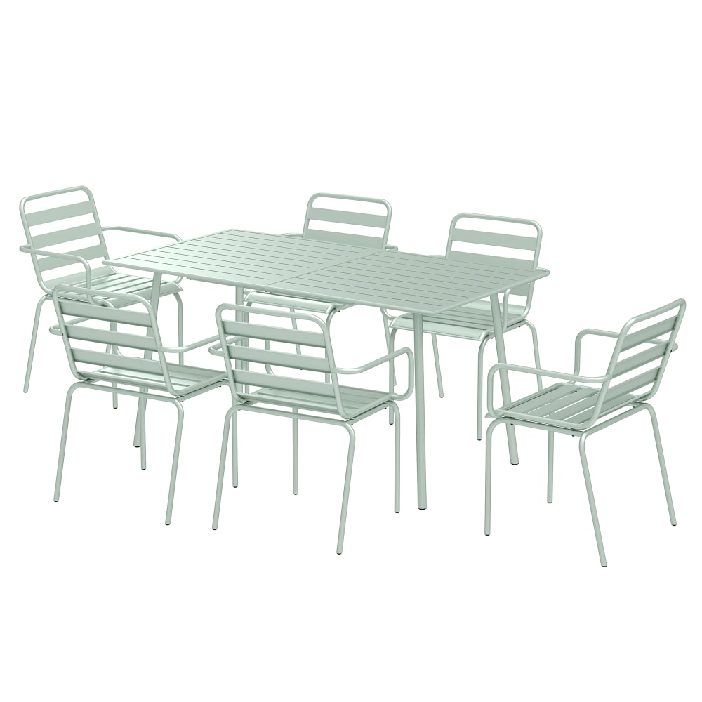 Salon de jardin 6 places 7 pcs - table à manger 6 chaises empilables