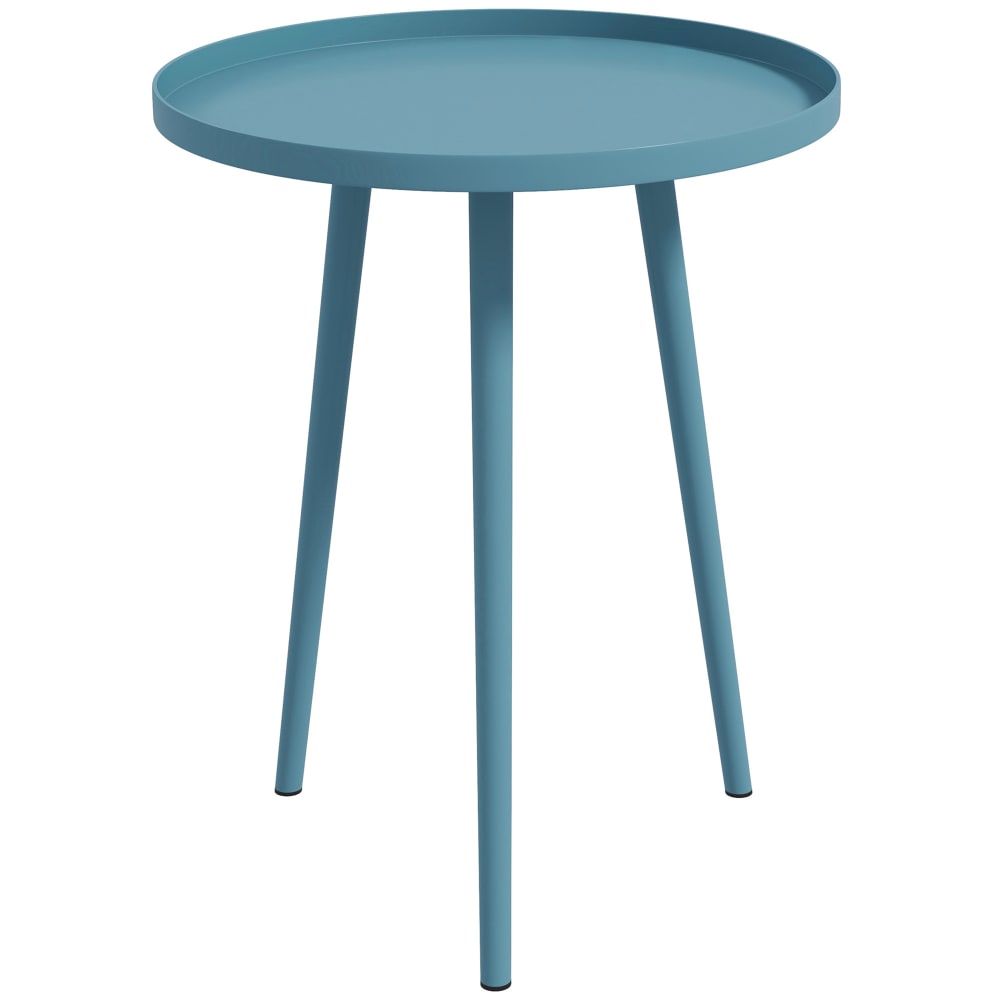 Table basse de jardin ronde table d'appoint extérieur acier bleu