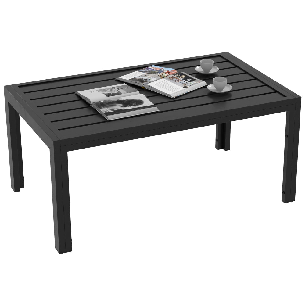 Table basse de jardin rectangulaire acier noir
