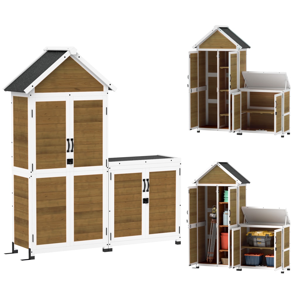 Abri de jardin armoire rangement bois portes verrouillables naturel