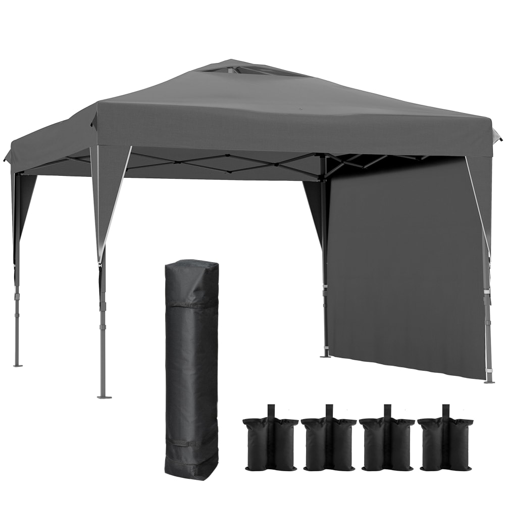 Tonnelle pop-up jardin paroi amovible acier tissu oxford gris