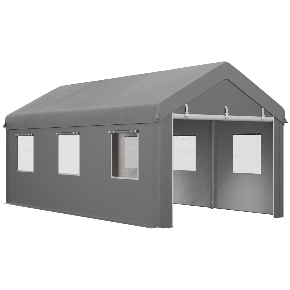Tente garage imperméable anti-uv acier galvanisé pe argent