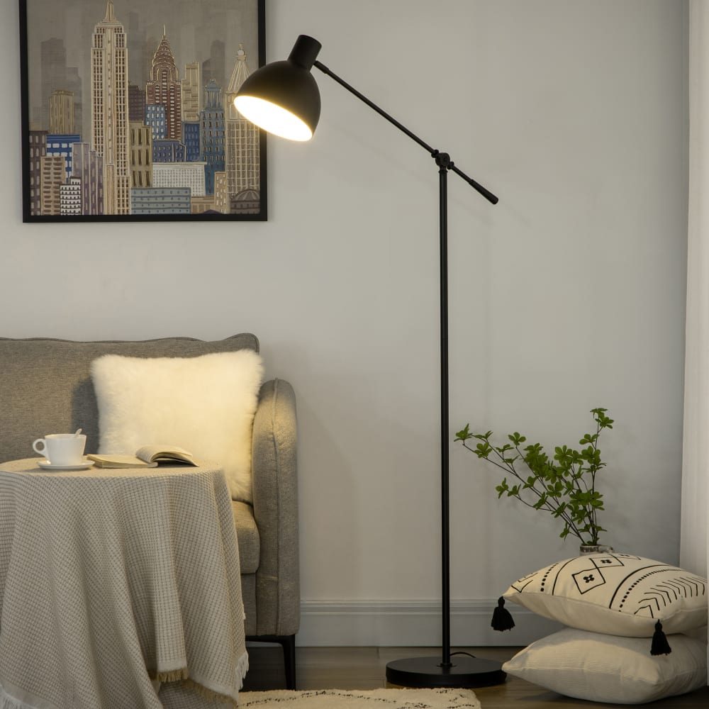 Lampadaire sur pied salon réglable hauteur noir — vue 3