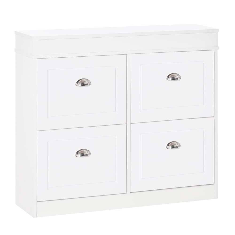 Armoire à chaussures 4 portes abattantes mdf blanc
