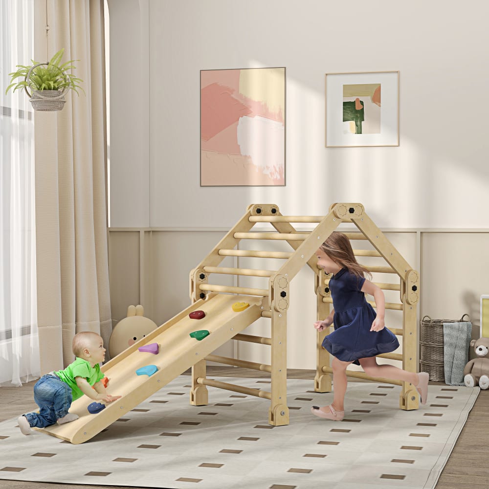 Échelle d'escalade 3 en 1 toboggan rampe pliable multicolore (Aiyaplay) - Image 1