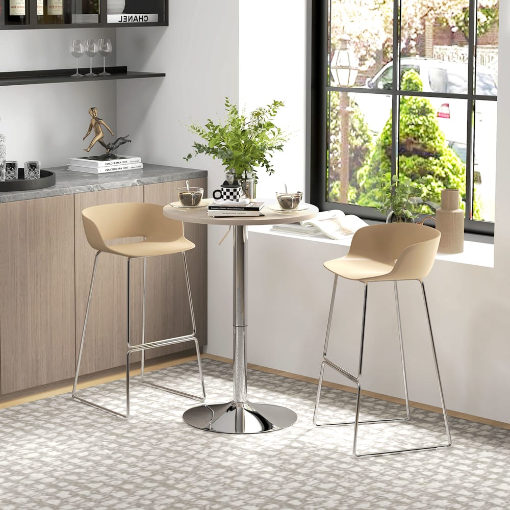 Table de bar réglable en hauteur acier gris naturel et acier naturel