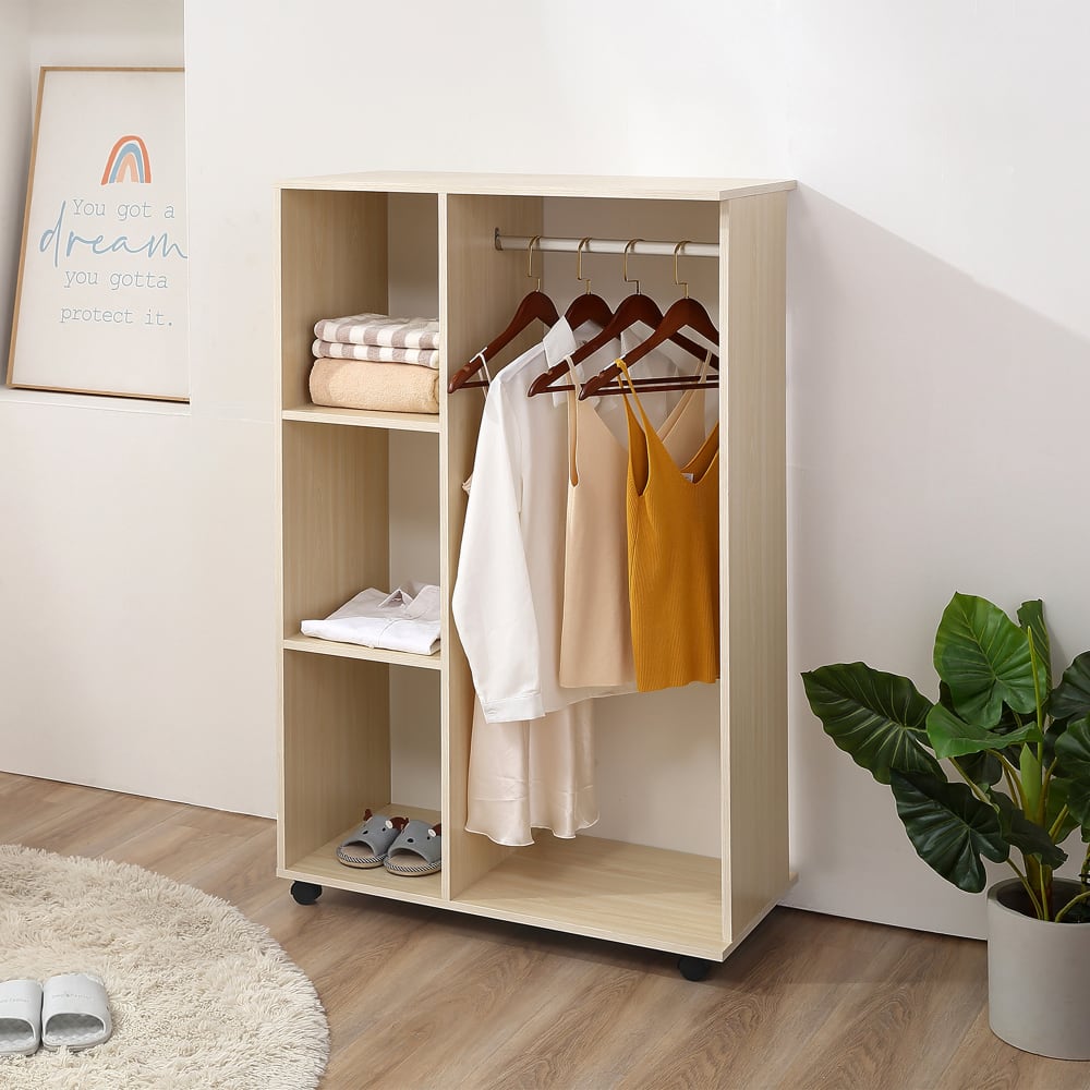 Armoire penderie mobile panneaux de particules chêne clair