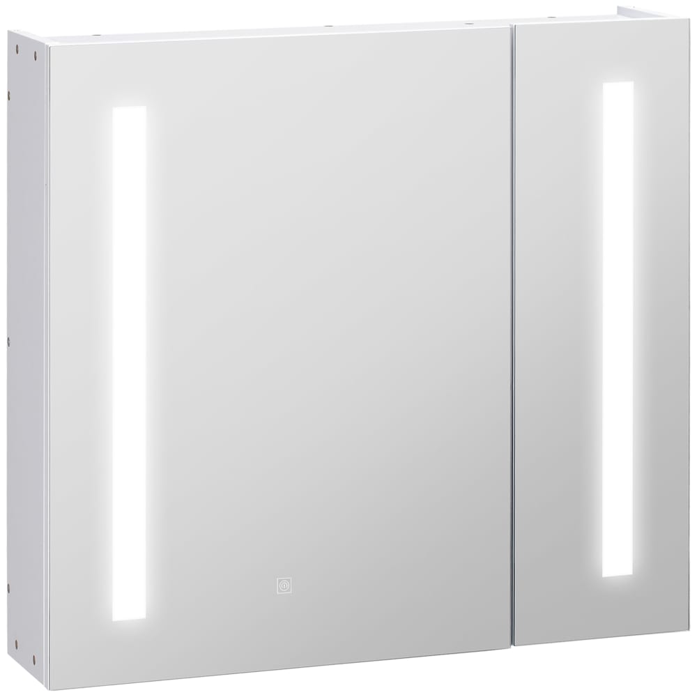 Kleankin LED-Spiegelbadschrank, Weiß Weiß Spanplatte