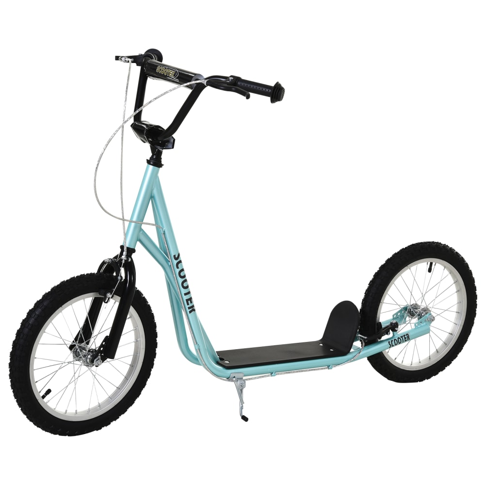 Homcom Großreifen-Tretroller, höhenverstellbar & Stahl, blau Stahl Kinder