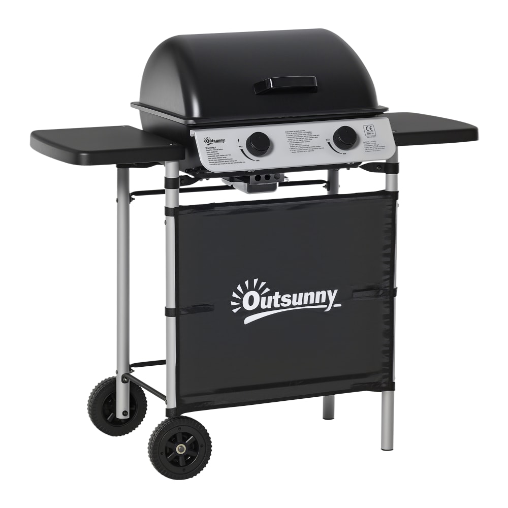 Barbecue gaz 2 brûleurs acier inoxydable noir