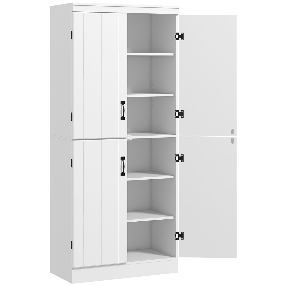 Armoire de cuisine 4 portes 6 étagères blanc
