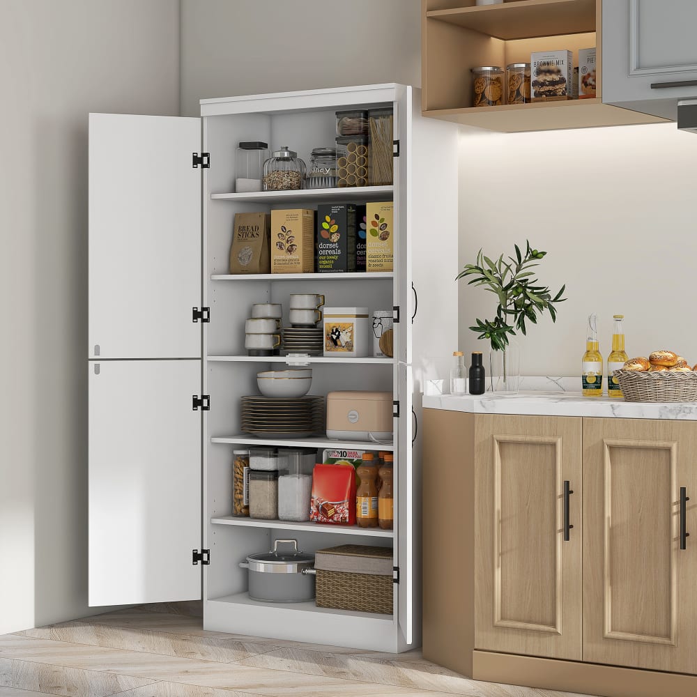 4-Türen-Küchenschrank, 6 Fächer, weiß - Maisons Du Monde
